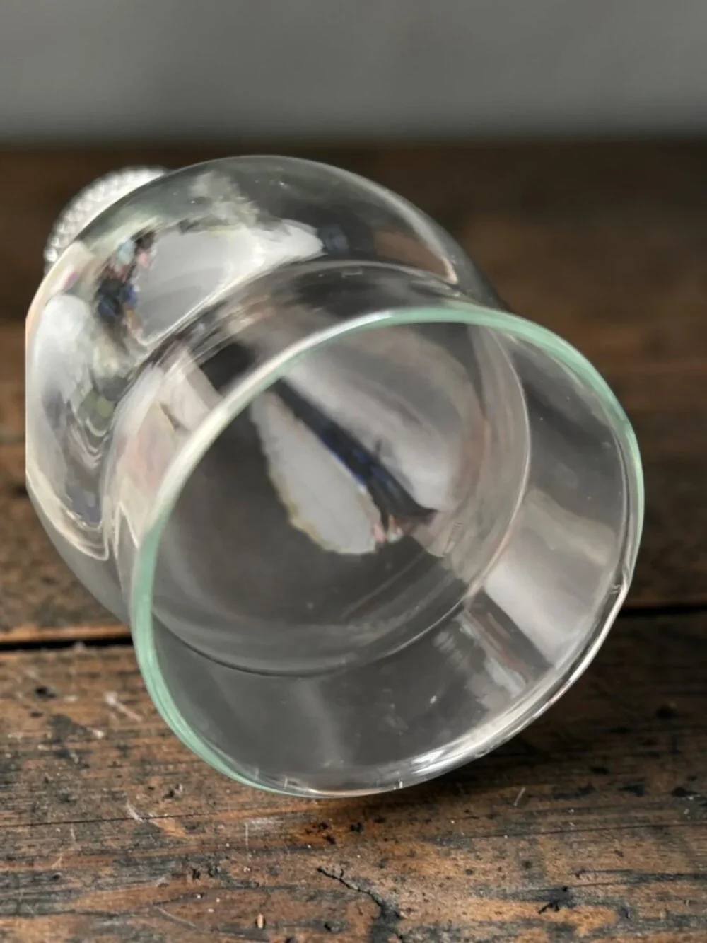 Clear Glass Hurricane Lamp Shade With Beaded Top Edge Vintage Replacement Globe